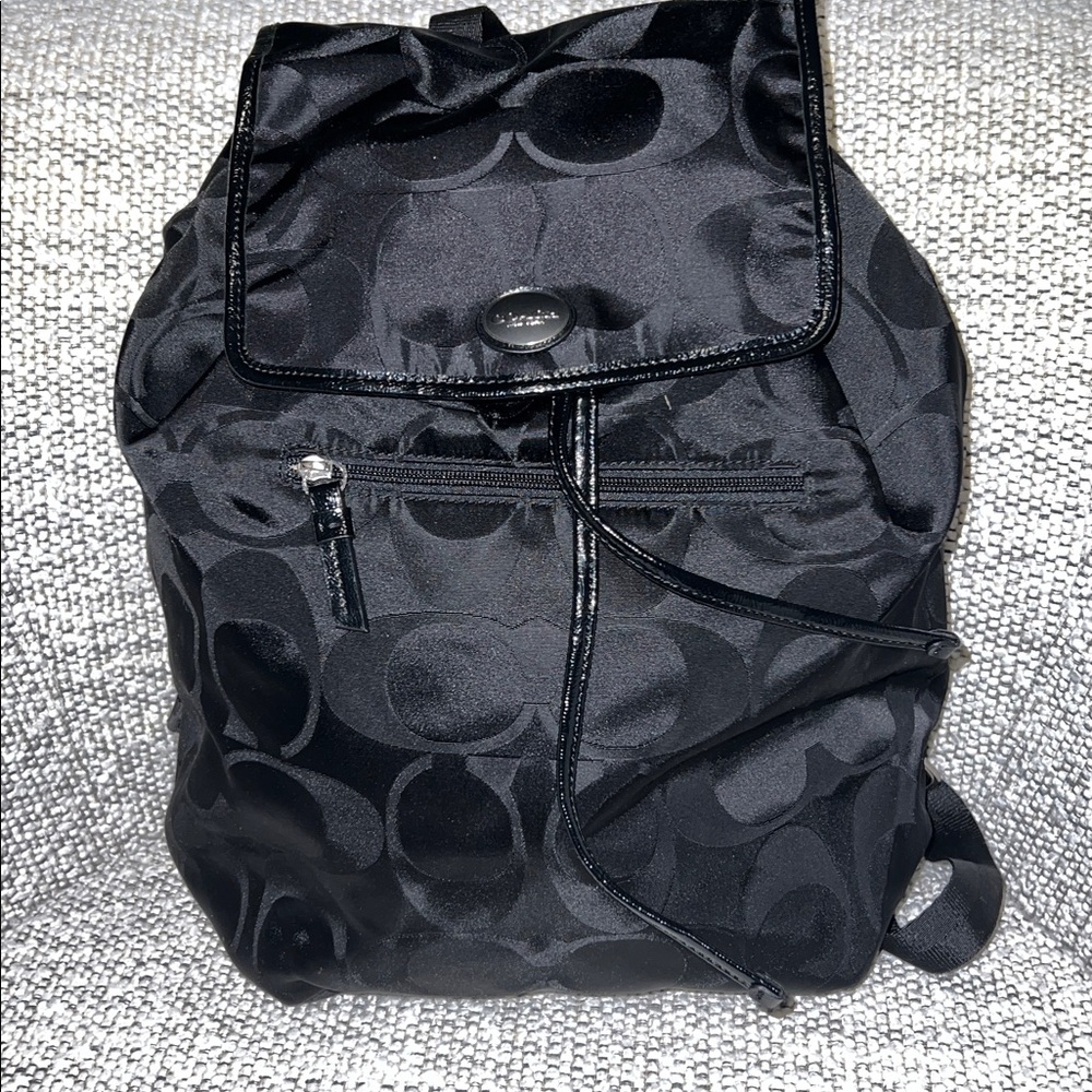 Coach Black Signature Nylon Backpack